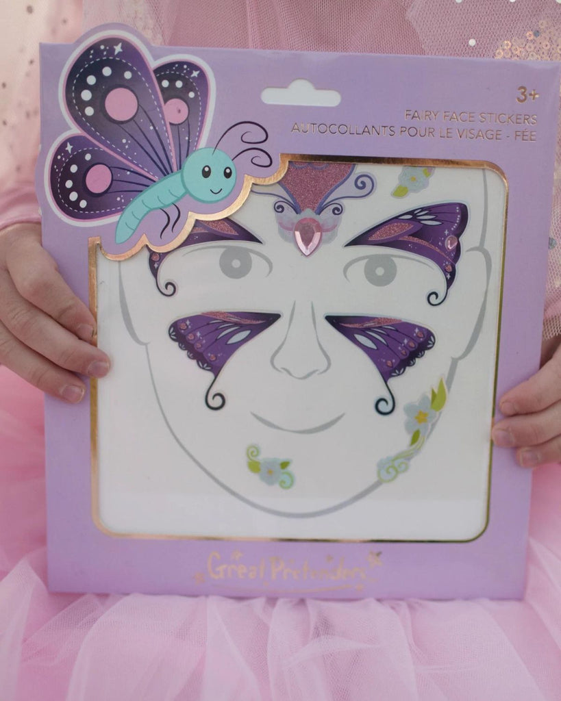 Stickers de visage violet, pour enfants, en forme de papillon 