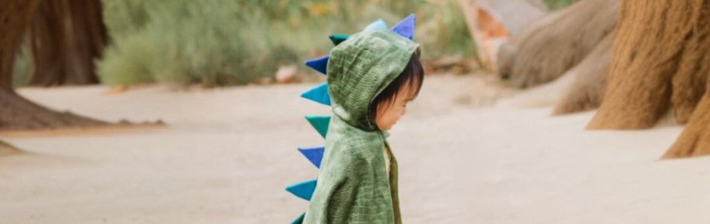 Image d'une cape de déguisement de dragon pour bébé, adaptée aux enfants de 0 à 2 ans.