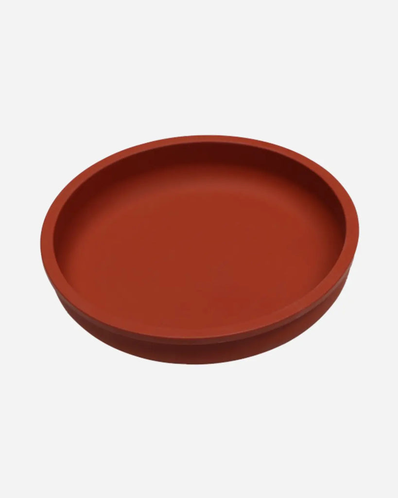 Assiette en silicone ronde de couleur rouge rouille pour bébé et enfant