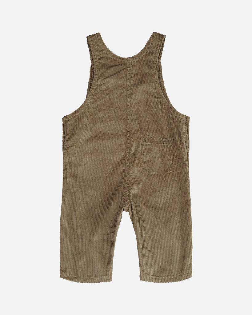 Salopette bébé Octave velours taupe vue de dos.