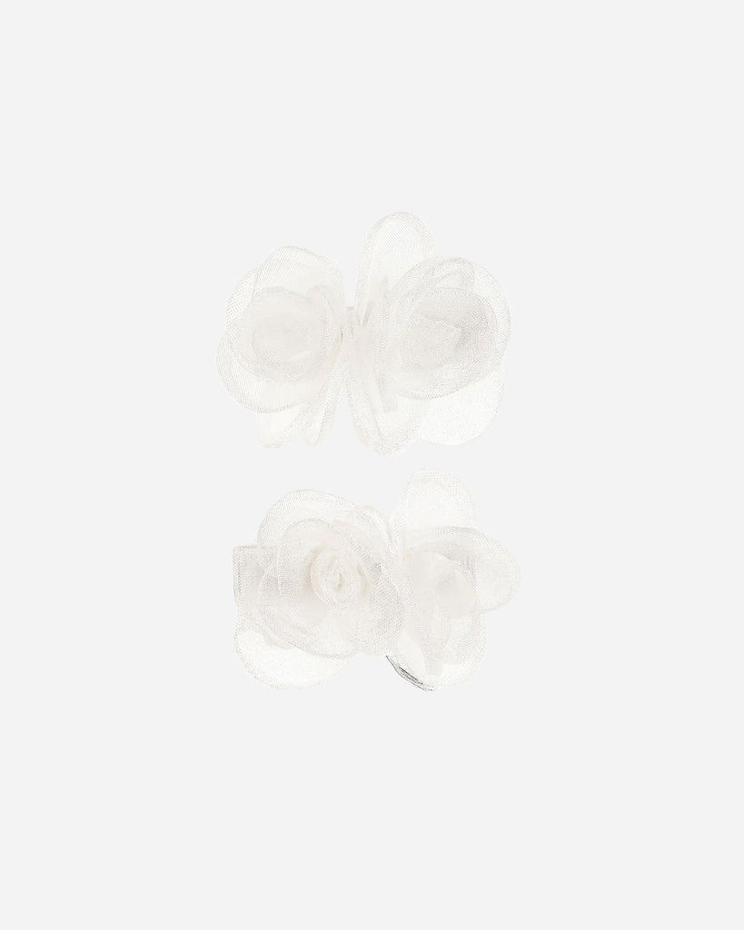 Barrettes en tulle blanche en forme de rose