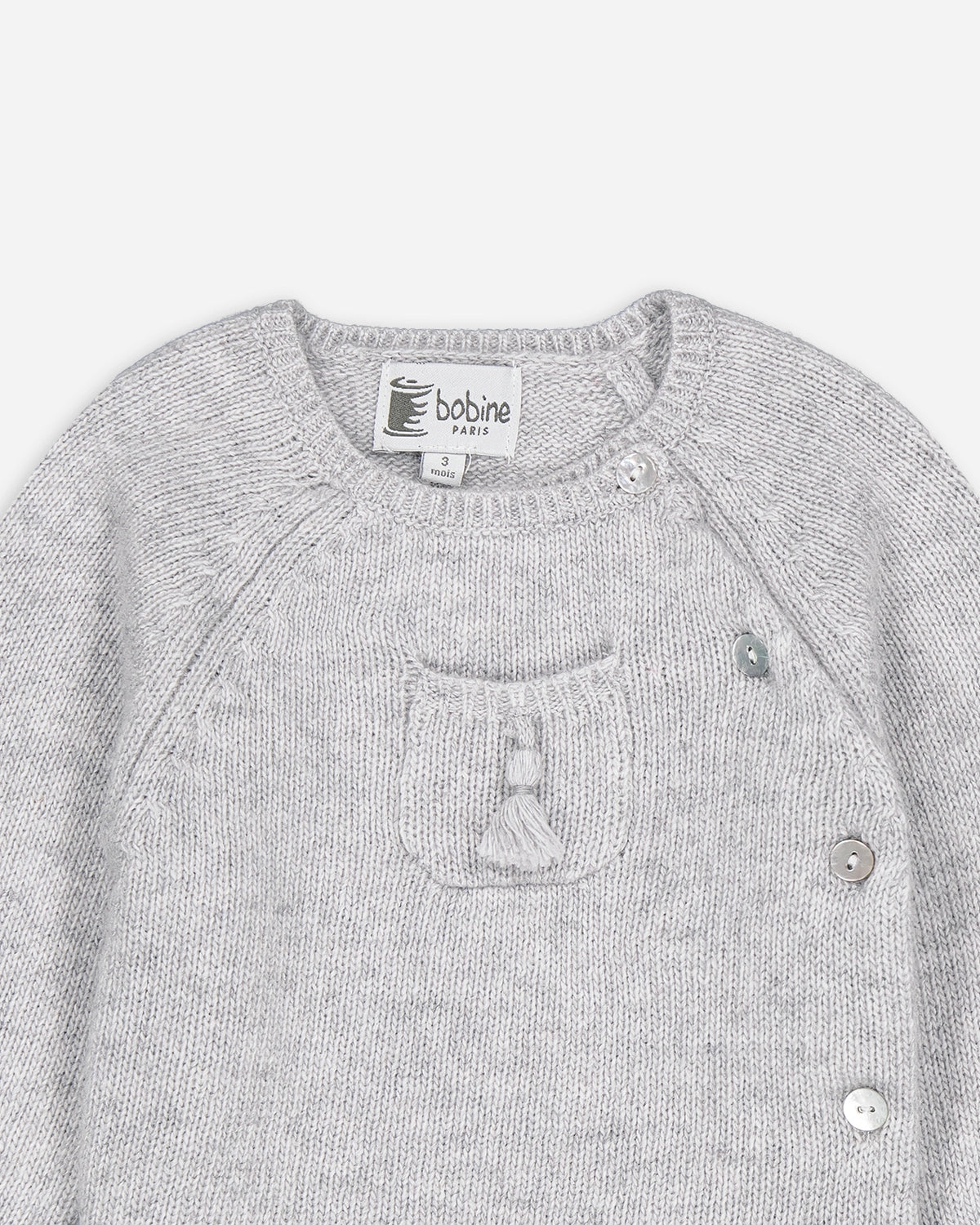 Pull bebe cache-cœur perle moucheté Bobine Paris