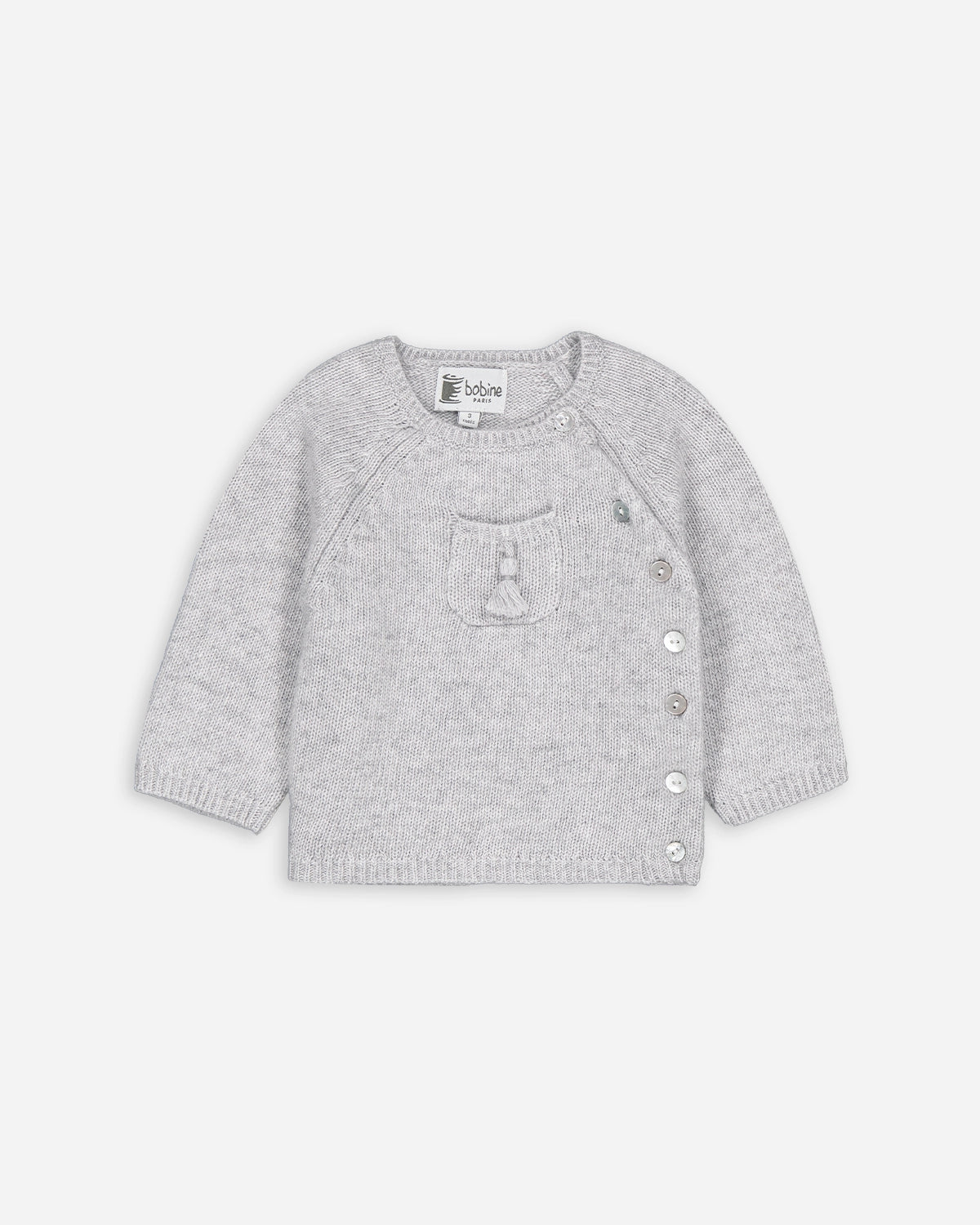 Gris - Pull En Maille à Col Ras Du Cou Délavé En Coton Sur La Gris - Pull En Maille à Col Ras Du Cou Délavé En Coton Sur La