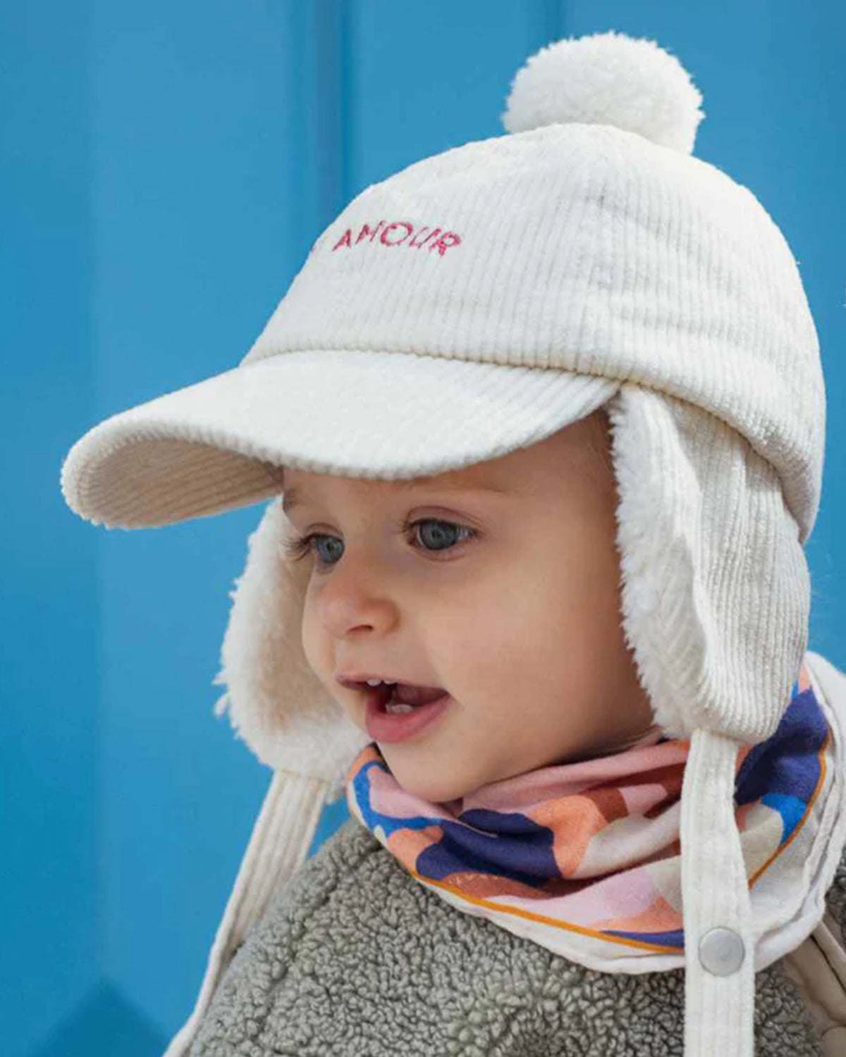 Veste bebe en laine et cachemire a capuche ecrue