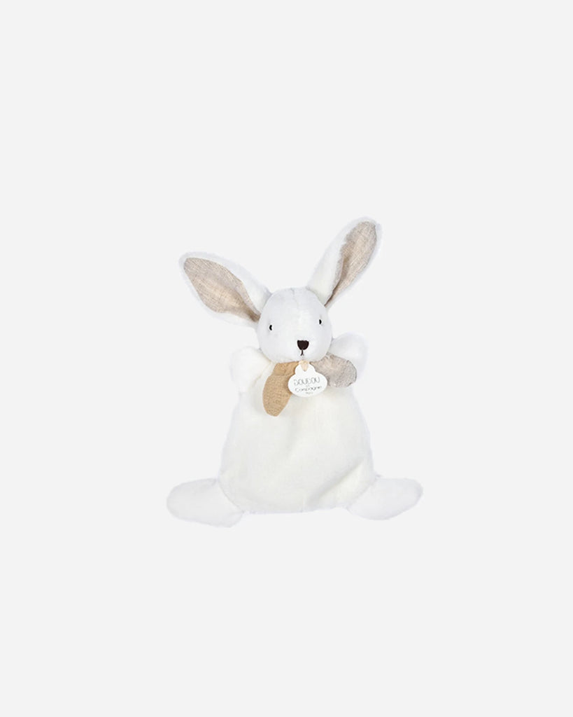 Doudou lapin blanc et beige pour bébé de la marque Bobine Paris.