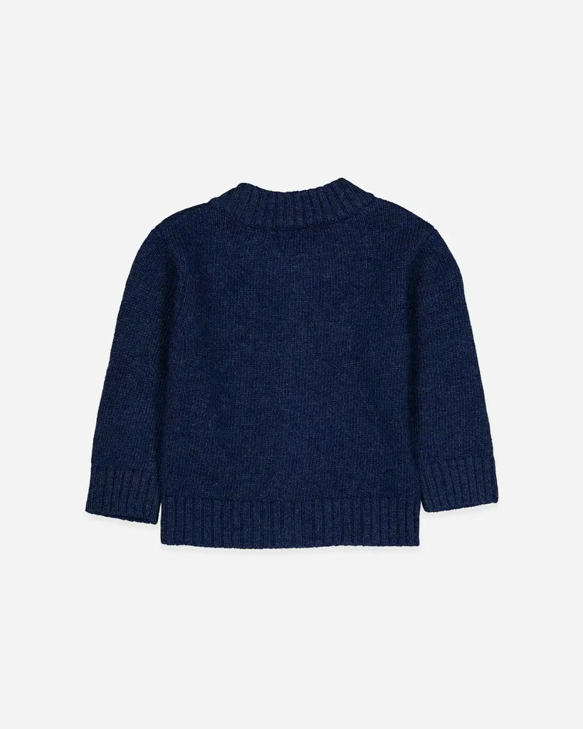 Vue de dos du gilet zippé pour bébé garçon couleur outremer de la marque Bobine Paris.
