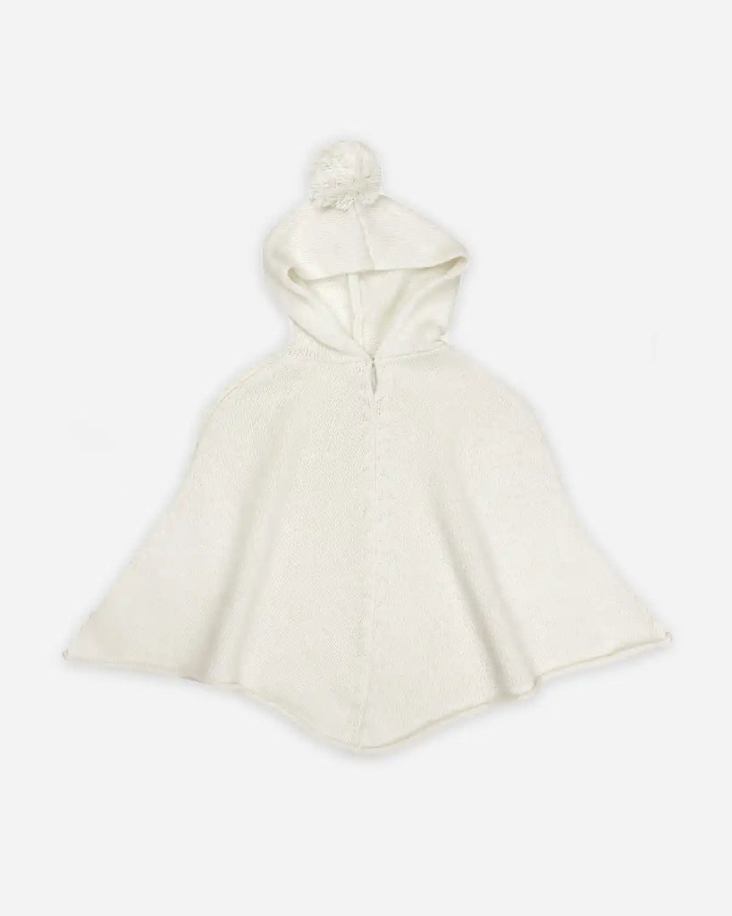 Poncho à capuche bébé en laine et cachemire écru de la marque Bobine Paris.