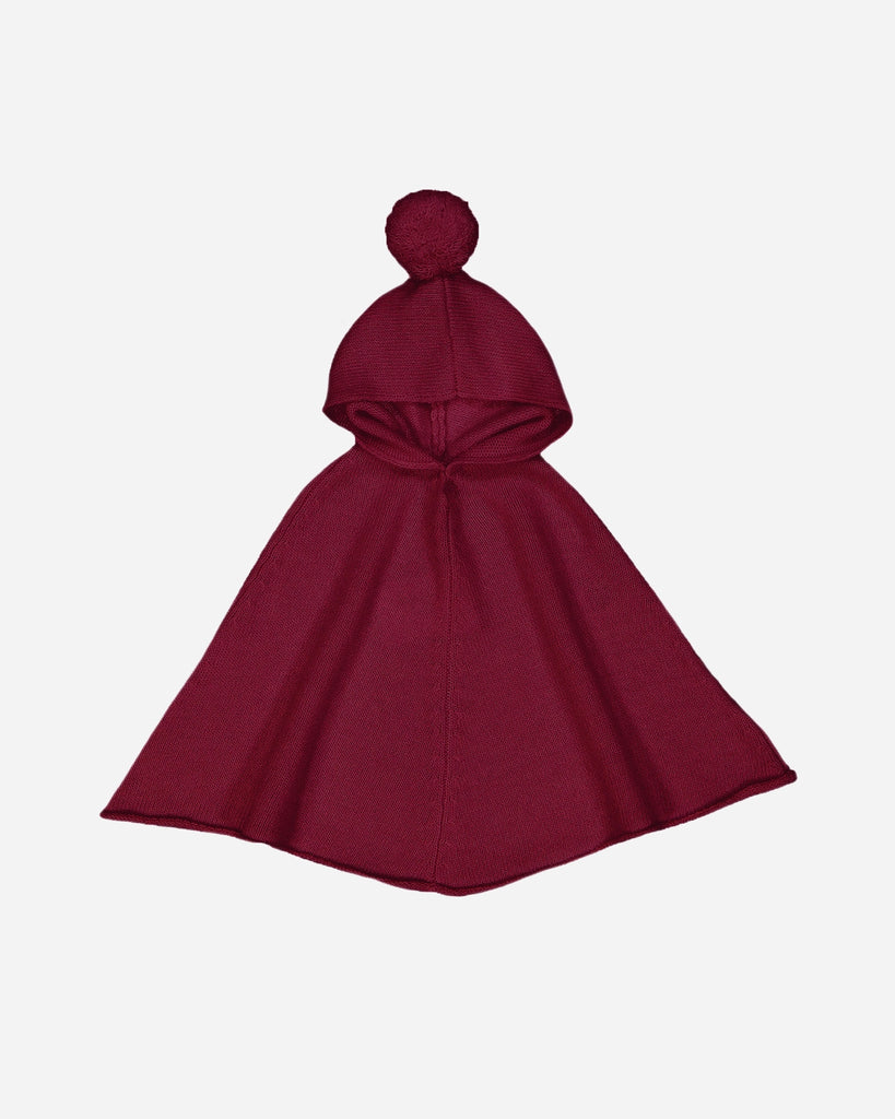 Poncho capuche bébé laine et cachemire grenat