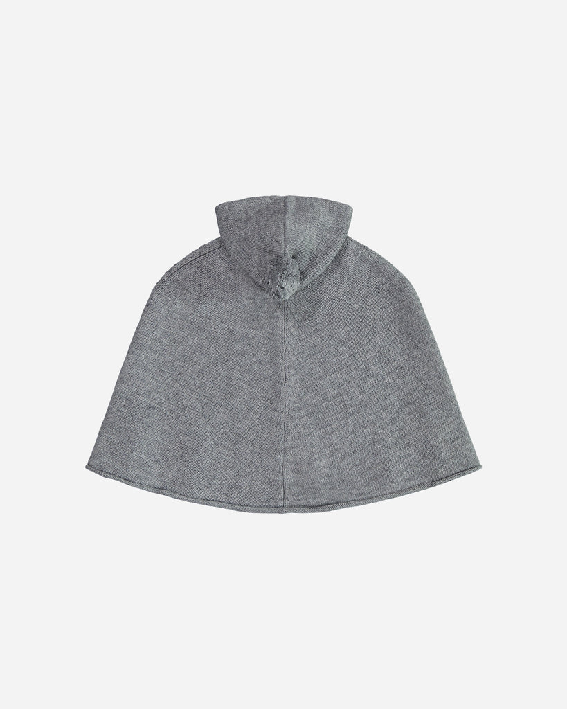 Poncho capuche bébé laine et cachemire gris dos
