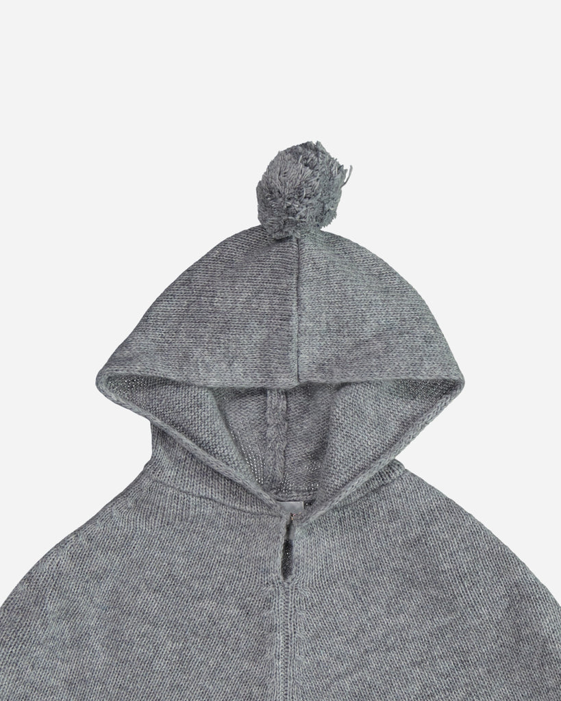 Poncho capuche bébé laine et cachemire gris zoom face