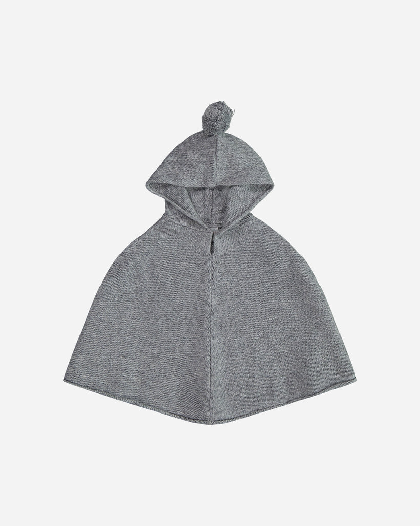 Poncho capuche bébé laine et cachemire gris