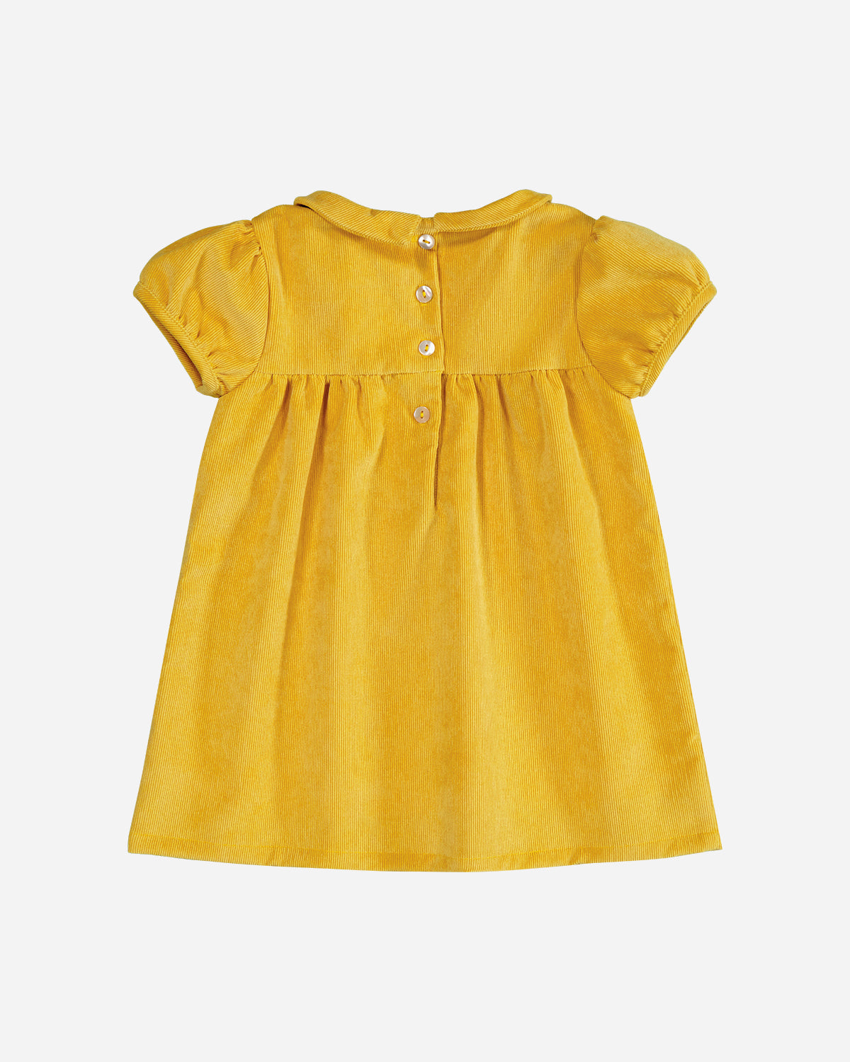 Robe bebe fille en velours jaune moutarde Bobine Paris