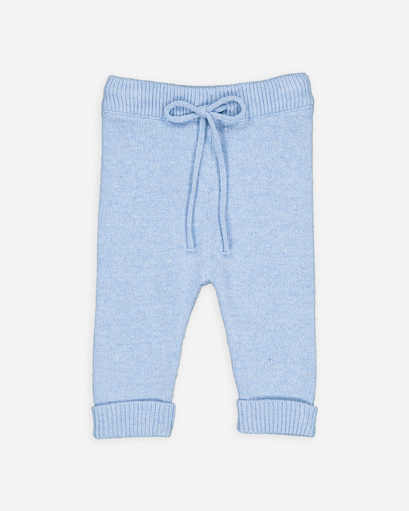 Pantalon bébé en laine et cachemire bleu ciel de la marque Bobine Paris.