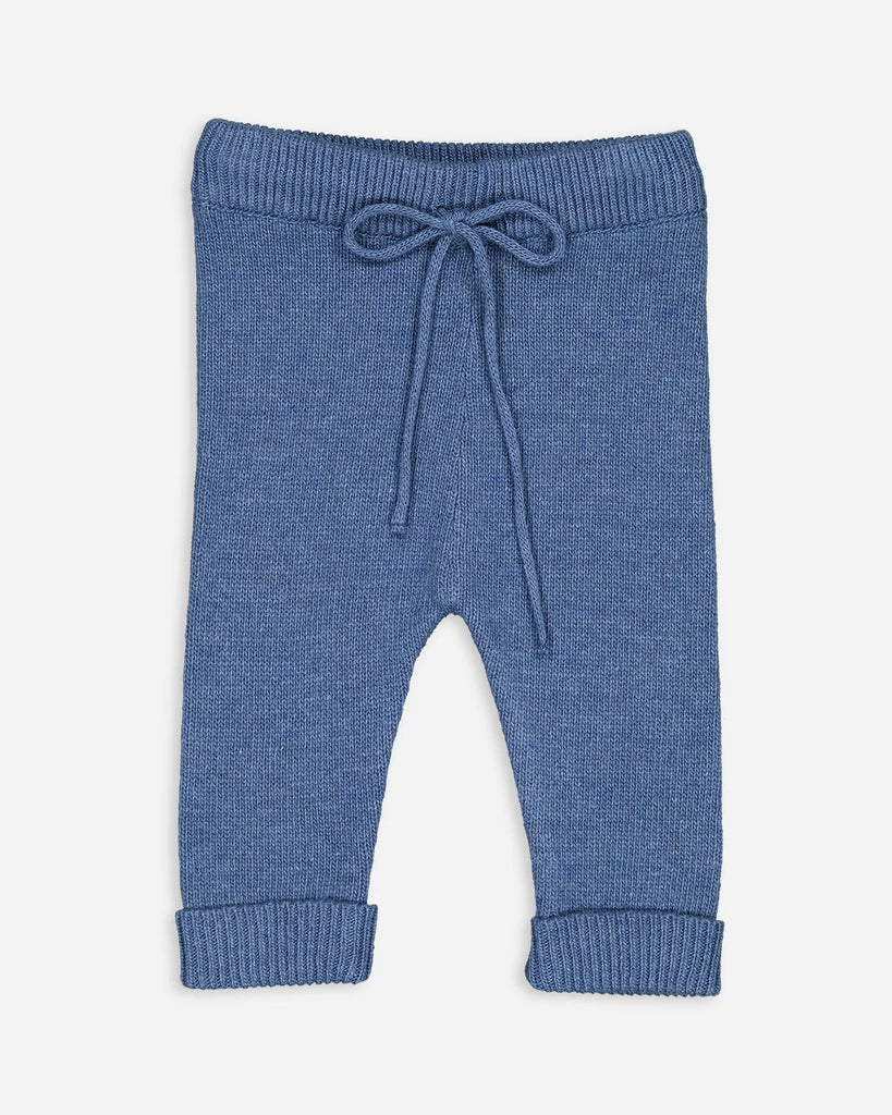 Pantalon bébé en laine et cachemire couleur bleu jean de la marque Bobine Paris.