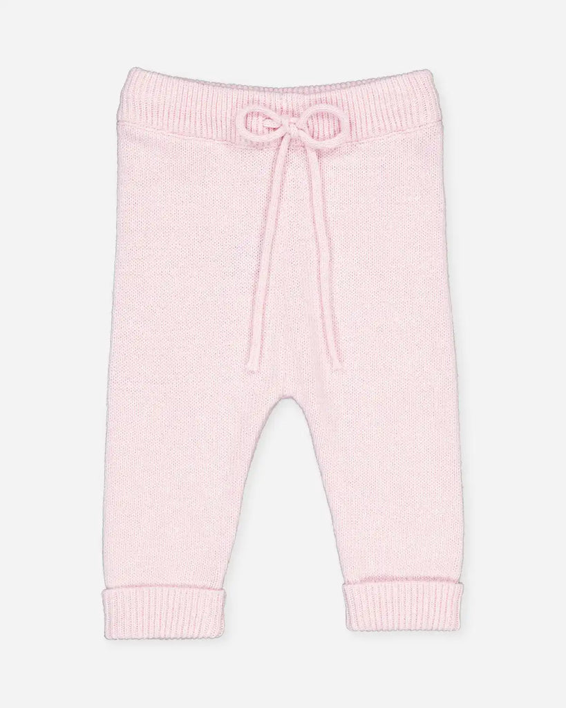 Pantalon bébé en laine et cachemire couleur rose blush de la marque Bobine Paris.