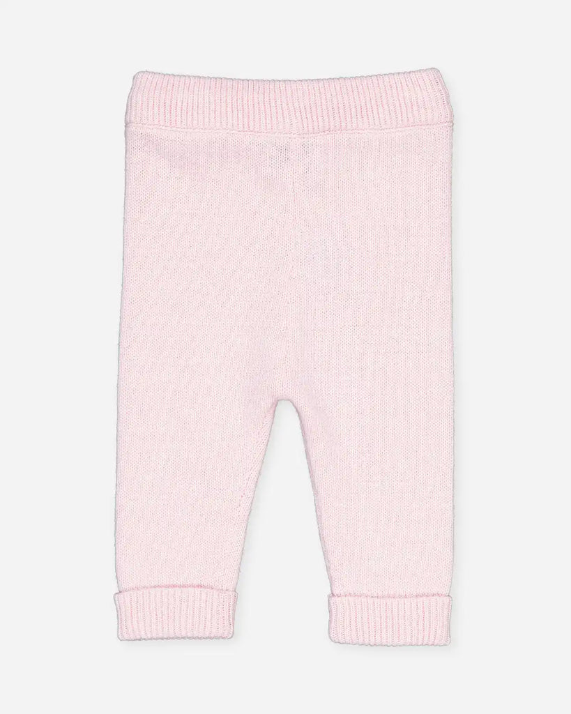 Vue de dos du pantalon bébé en laine et cachemire couleur rose blush de la marque Bobine Paris.