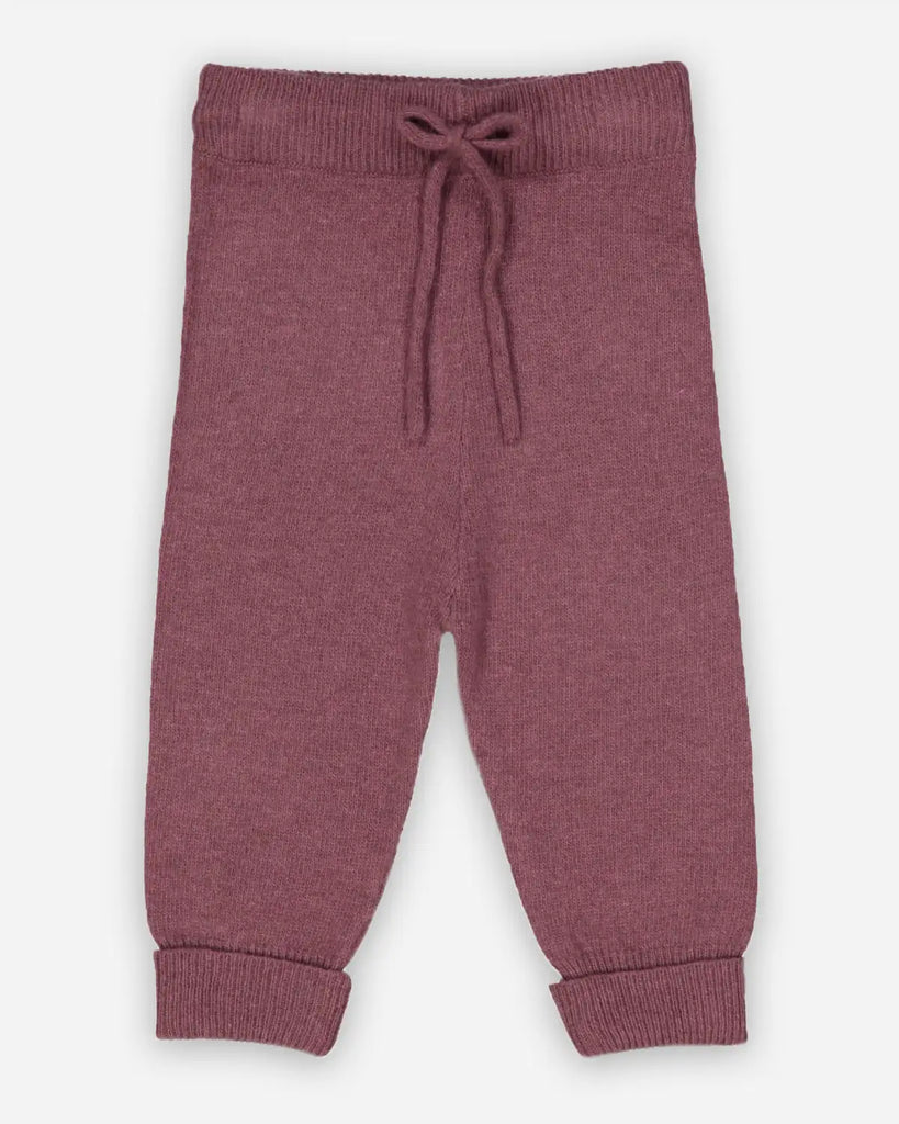 Pantalon bébé en laine et cachemire de couleur parme de la marque Bobine Paris