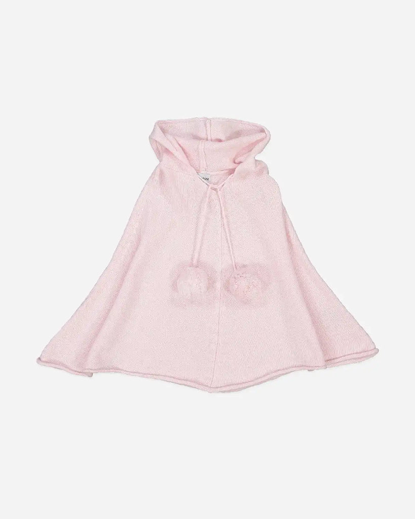 Poncho à capuche en laine et cachemire rose blush pour enfant de 4 à 6 ans de la marque Bobine Paris.