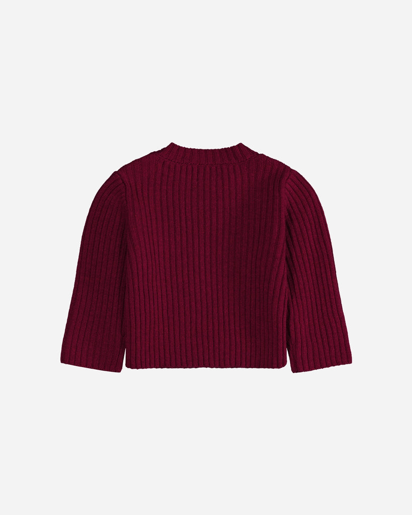 Pull bébé épaules boutonnées grenat dos