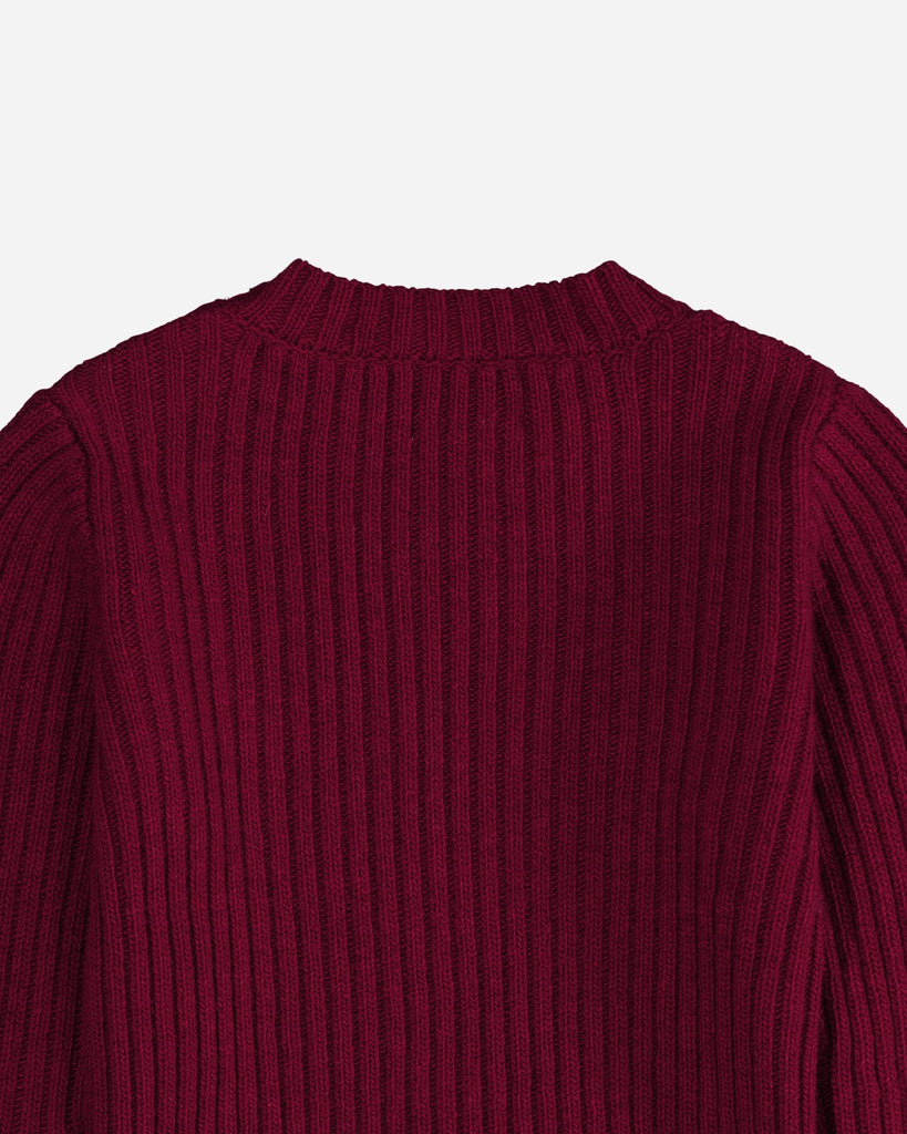 Pull bébé épaules boutonnées grenat zoom dos