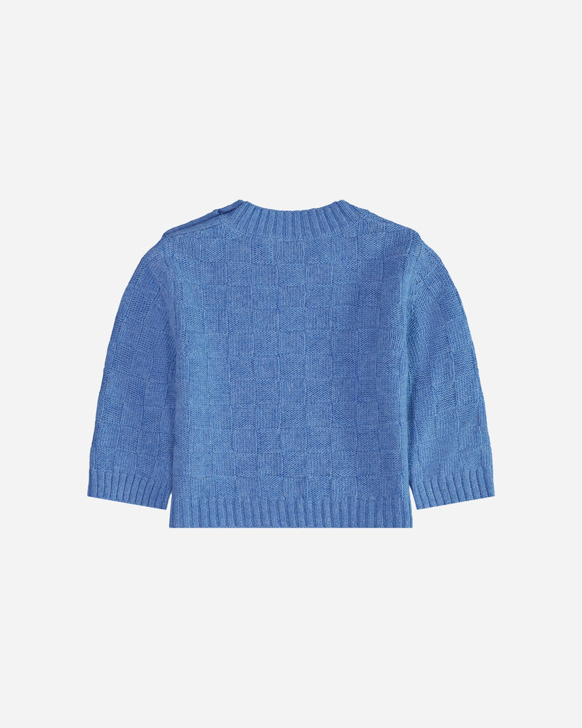 Pull bébé épaules boutonnées bleu pastel dos