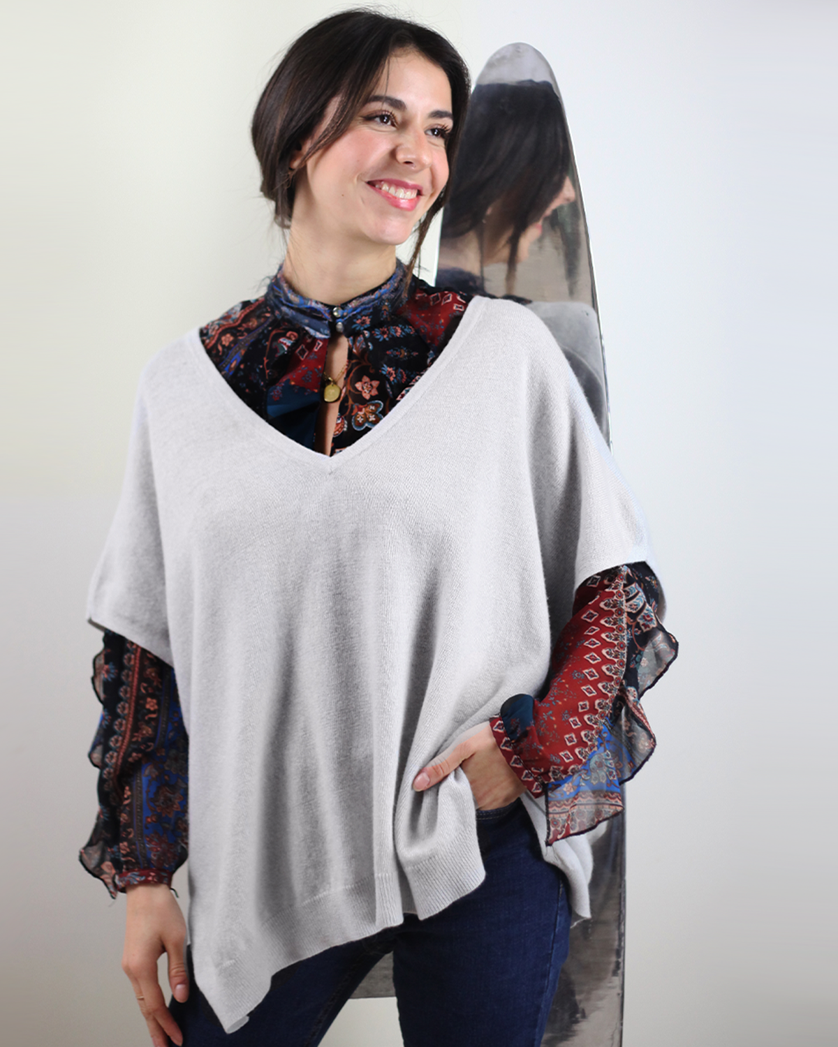 Pull poncho cachemire 2025