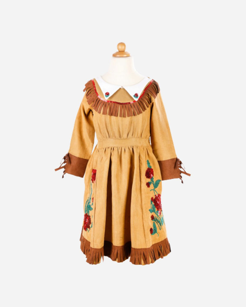 Robe de cowgirl marron avec bords en frange