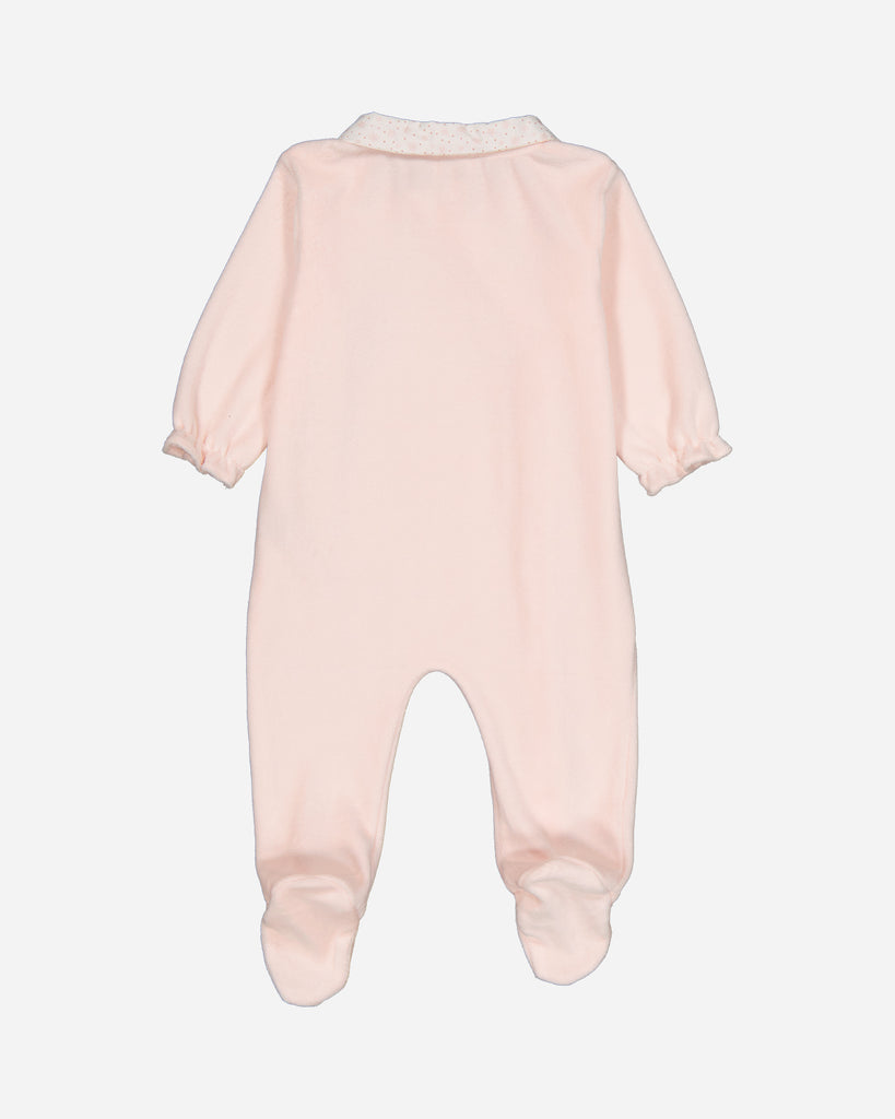 Vue du dos du pyjama pour bébé rose à col étoilé de la marque Bobine Paris.